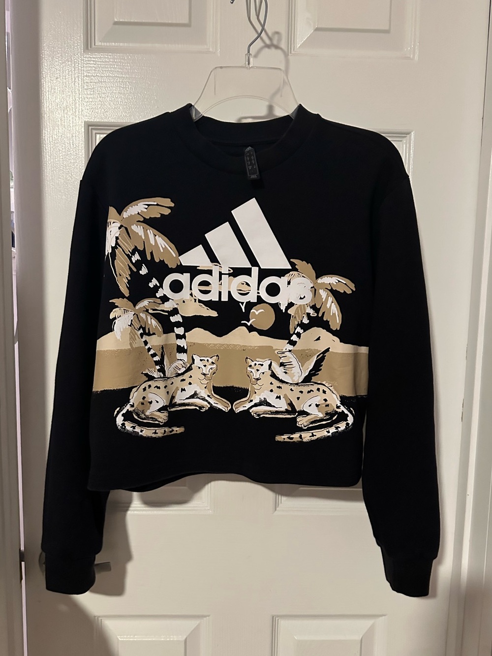 Adidas x Farm Rio Women's Black Crewneck Graphic Sweater - Beige Print Size S